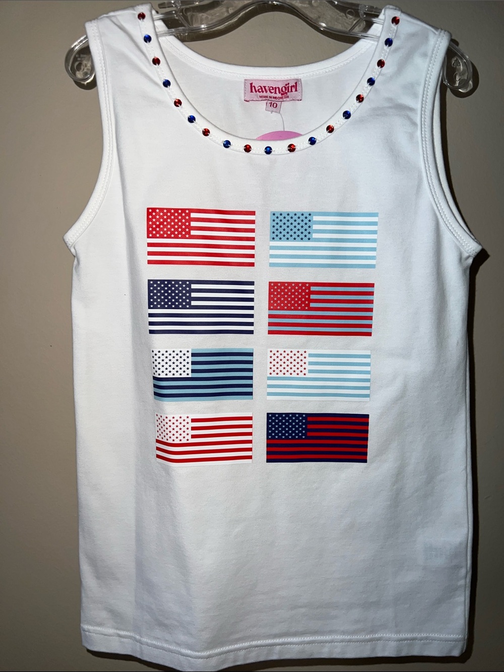 NWT Havengirl White All Day Flag Sleeveless Kids Top